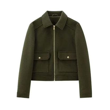 Emily | Women’s Zippered Wool Bomber Jacket