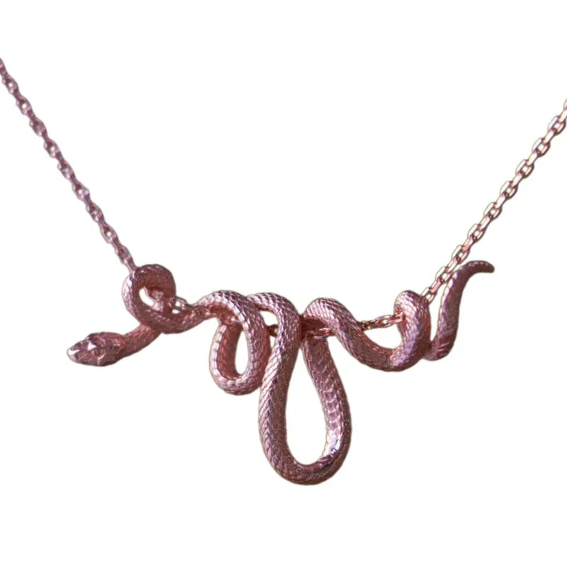 Serpent's Oath Viper Knot Necklace With Adjustable Chain Gold Tone Jewelry For Men Women TrendAura