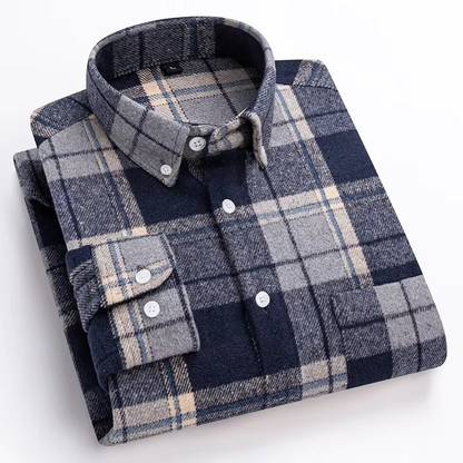 TrendAura Men's Plus Size Plaid Long Sleeve Shirt 7XL 100 Percent Cotton with Single Chest Pocket