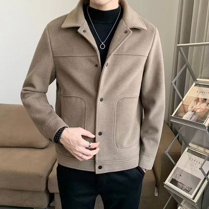 Men's Four Seasons Korean Style Slim Fit Wool Blend Short Jacket Outerwear For All Seasons
