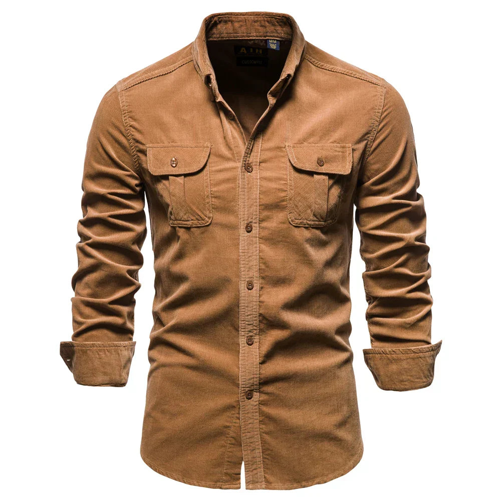 Gabriel Mens Winter Long Sleeve Utility Shirt With Rugged Durable Fabric And Chest Pockets By TrendAura