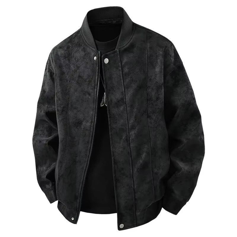 Spring 2025 Men's Lightweight Hong Kong Style Leather Jacket Casual Streetwear Bomber Coat TrendAura