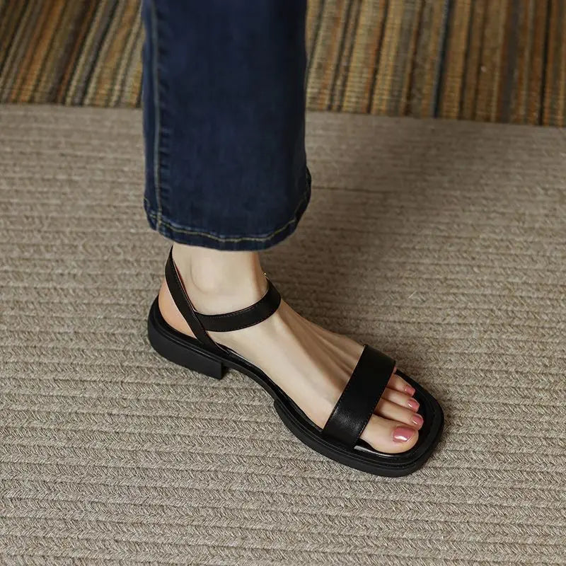 Women's Slip-On Sandals with Buckle Detail and Easy Fit