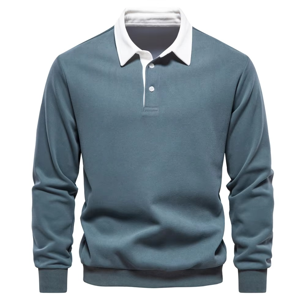 Autumn Polo Neck Cotton Sweatshirt For Men Versatile Casual And Social Wear Soft Comfort For Work And Weekend