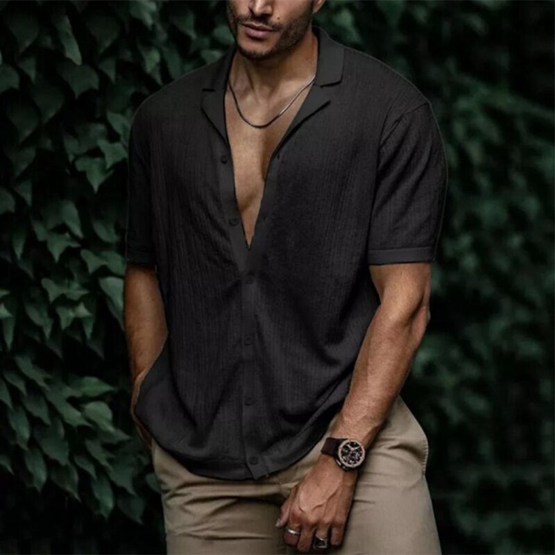 Javal Mens Cotton Shirt For Men Summer Breathable Lightweight Button Down Modern Fit