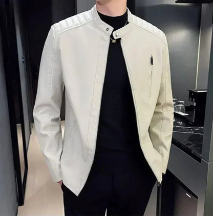 TrendAura Matteo Urban PU Leather Jacket For Men Slim Fit With Zippered Pockets Lightweight Everyday Coat