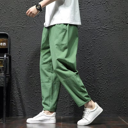 Men's 100 Percent Cotton Lightweight Ankle Length Casual Pants With Relaxed Fit For Summer By TrendAura