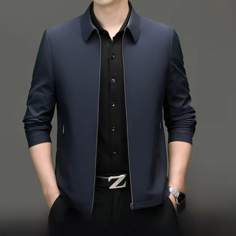 TrendAura Mens Silk Blend Jacket Loose Fit With Straight Hemline For Effortless Polished Style
