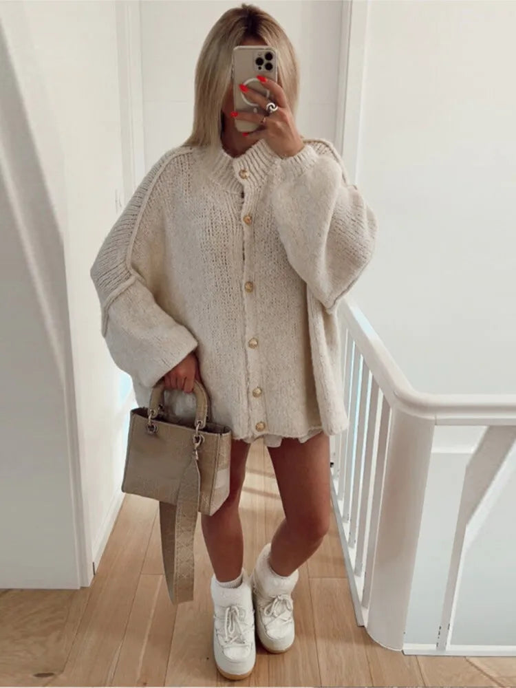 Harper | Women’s Winter Relaxed Fit Knit Button Cardigan