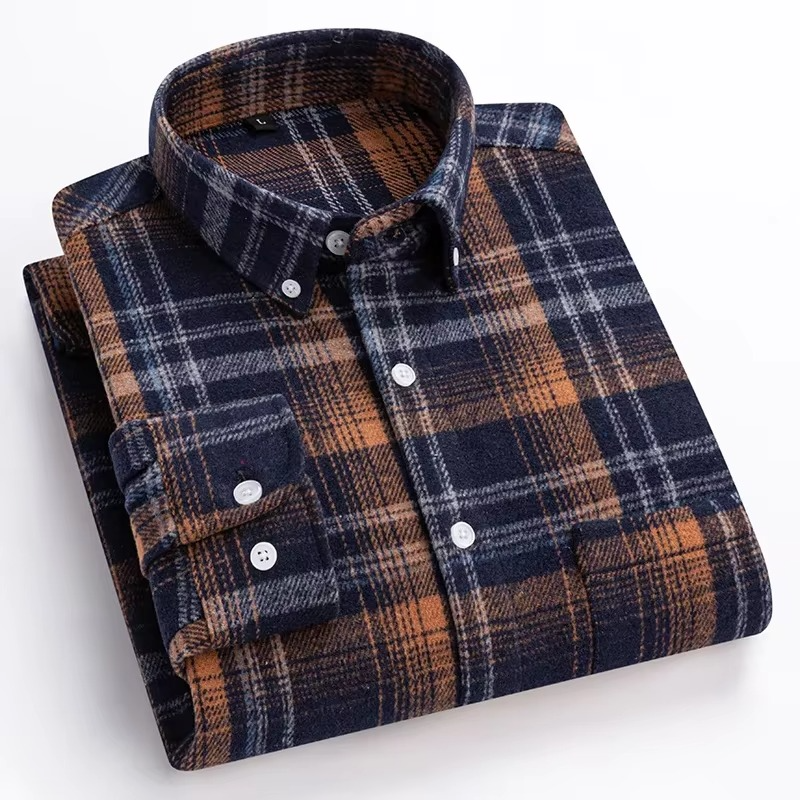 TrendAura Men's Plus Size Plaid Long Sleeve Shirt 7XL 100 Percent Cotton with Single Chest Pocket