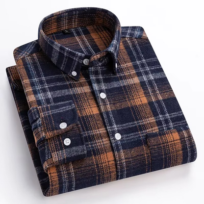 TrendAura Men's Plus Size Plaid Long Sleeve Shirt 7XL 100 Percent Cotton with Single Chest Pocket