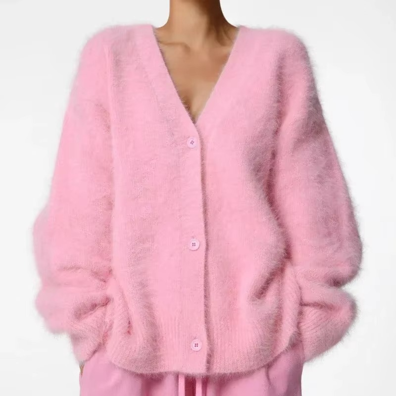 Women's Oversized Knit Cardigan V Neck Button Down Sweater Coat