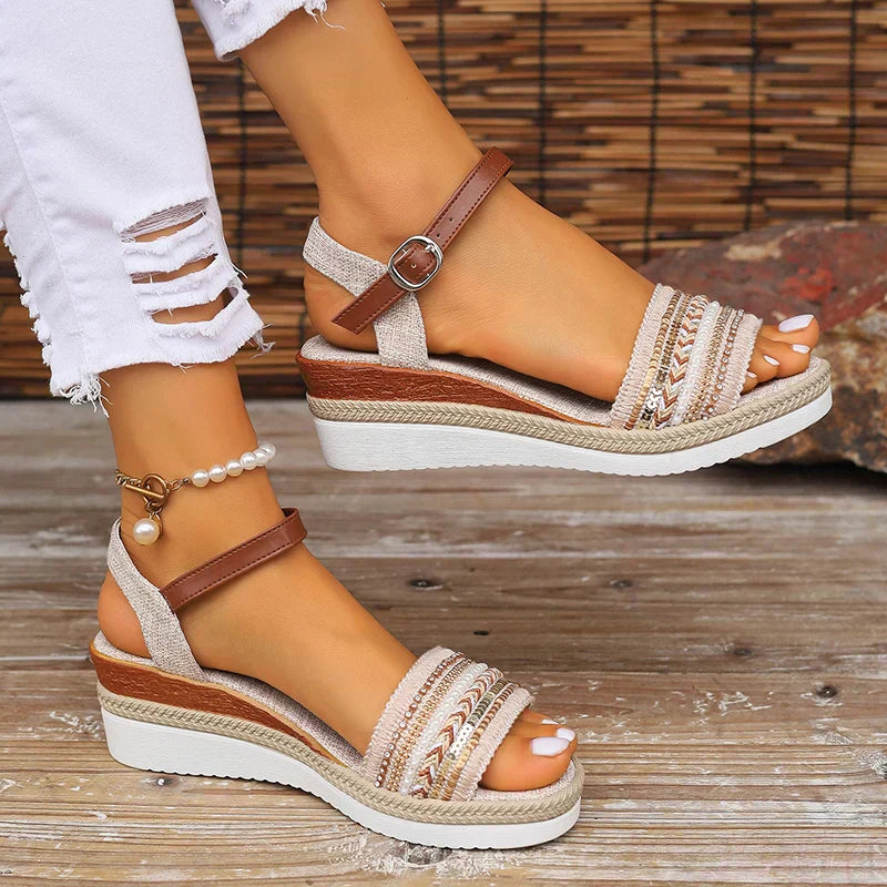 Women's Summer Sandals with Open-Toe Design and Adjustable Straps - TrendAura