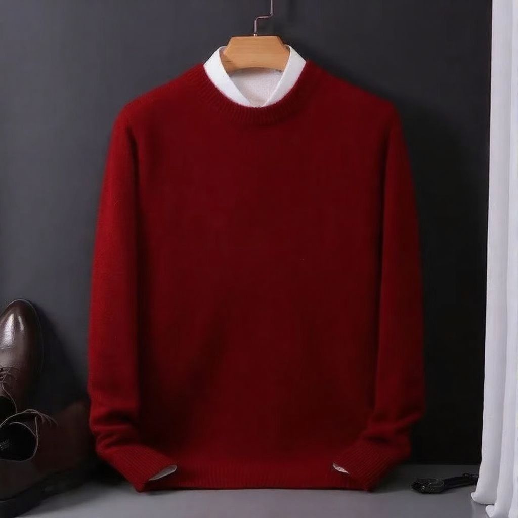 Men's Oversized Cashmere Knit Sweater O Neck Pullover M to 3XL Warm Cozy Style TrendAura