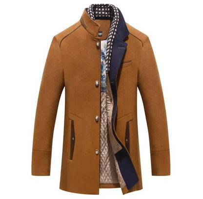 Men's Wool Blend Overcoat With Scarf Collar For Fall And Winter Outerwear By TrendAura