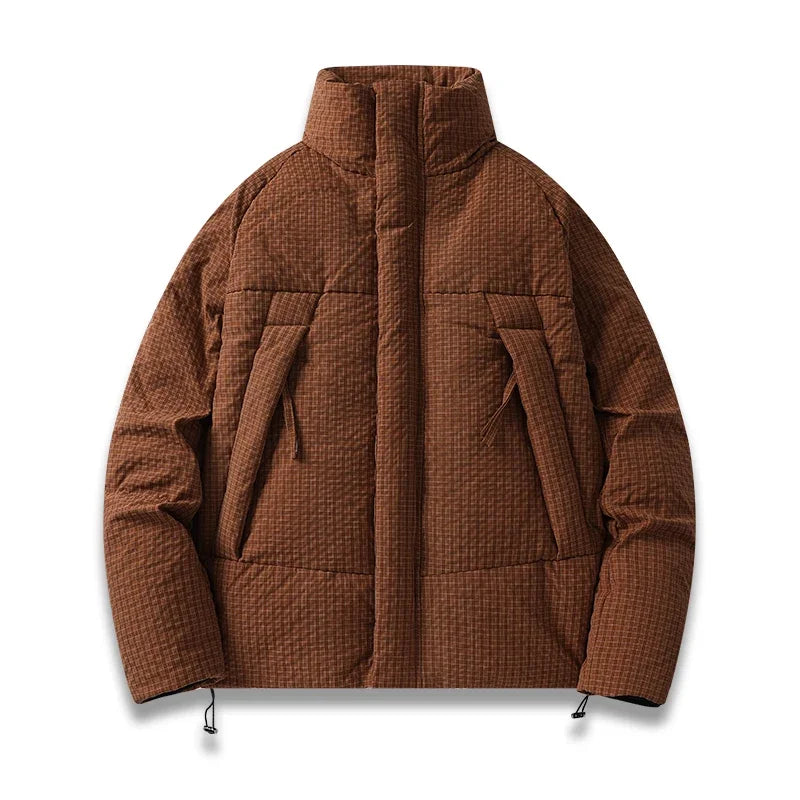 TrendAura Subzero Quilted Parka for Men with Plaid Design Windproof Insulation and Warmth