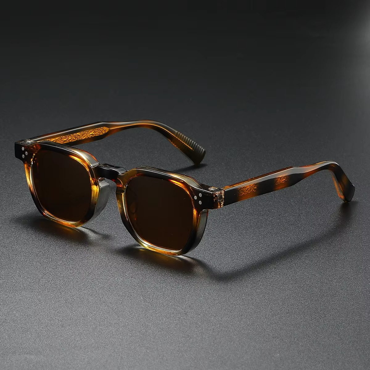 Retro Square Punk Sunglasses Unisex Vintage Driving Shades for Men and Women with Bold Clear Frame
