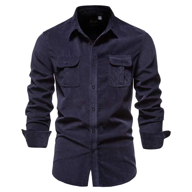 Gabriel Mens Winter Long Sleeve Utility Shirt With Rugged Durable Fabric And Chest Pockets By TrendAura