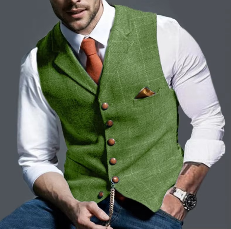 Mens Tweed Striped Waistcoat Vest For Business Formal Weddings And Elegant Events TrendAura