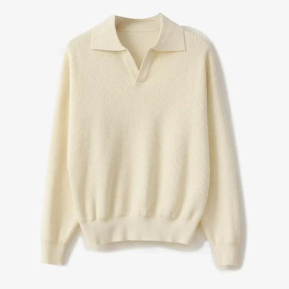 TrendAura Laidback Luke Wool Polo Knit Sweater For Men Relaxed Fit Soft Wool Blend