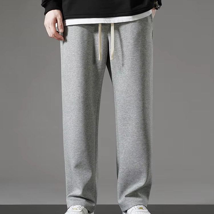 Men's Wide Leg Cotton Track Pants Korean Inspired Casual Sweatpants for Modern Streetwear