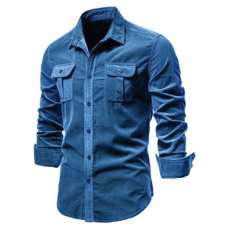 Gabriel Mens Winter Long Sleeve Utility Shirt With Rugged Durable Fabric And Chest Pockets By TrendAura