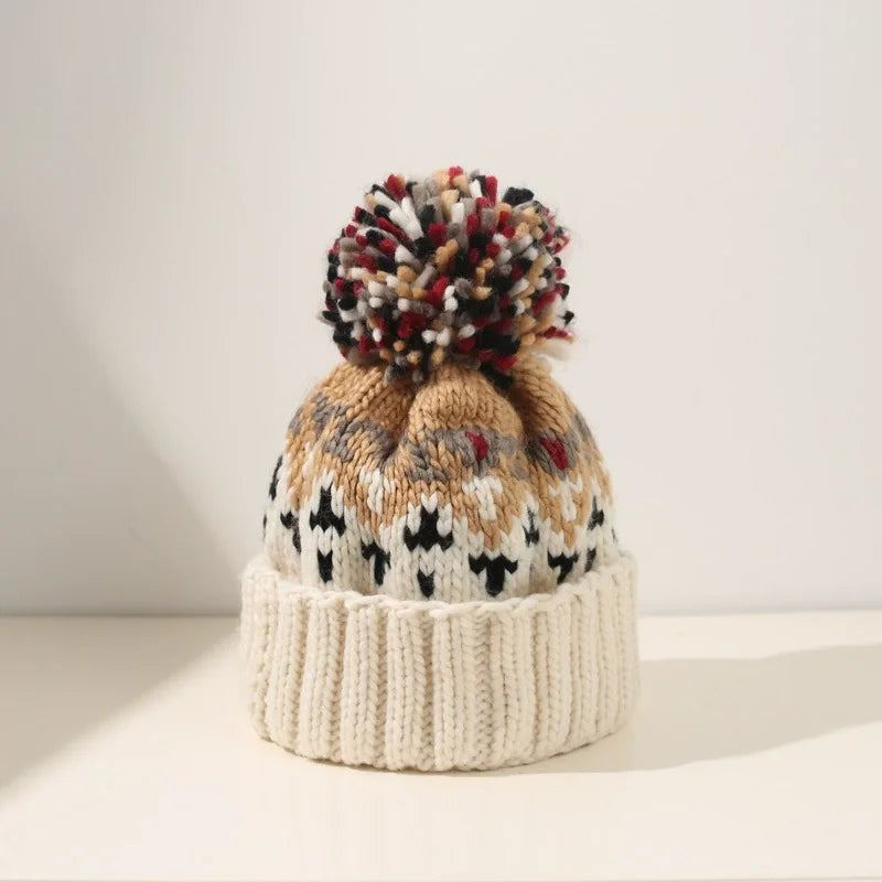 Women's Winter Beanie with Snowflake Design and Soft Knit