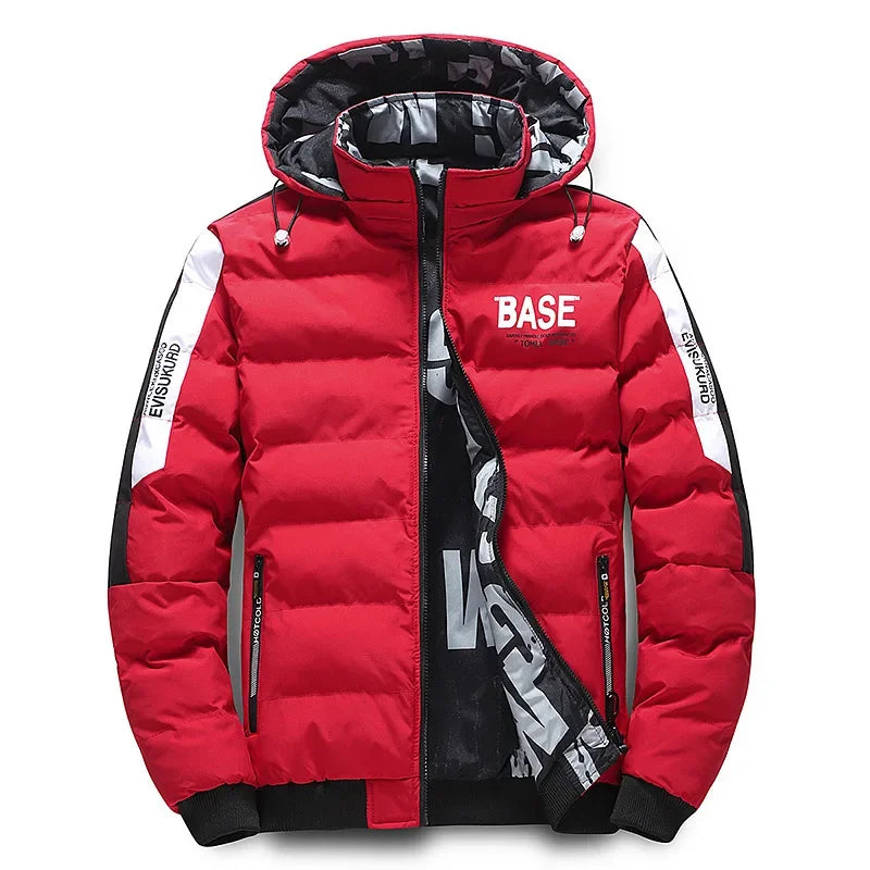 TrendAura Axen Padded Jacket Mens Water Resistant Thick Insulation Detachable Hood Printed Lining Outerwear