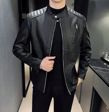 TrendAura Matteo Urban PU Leather Jacket For Men Slim Fit With Zippered Pockets Lightweight Everyday Coat