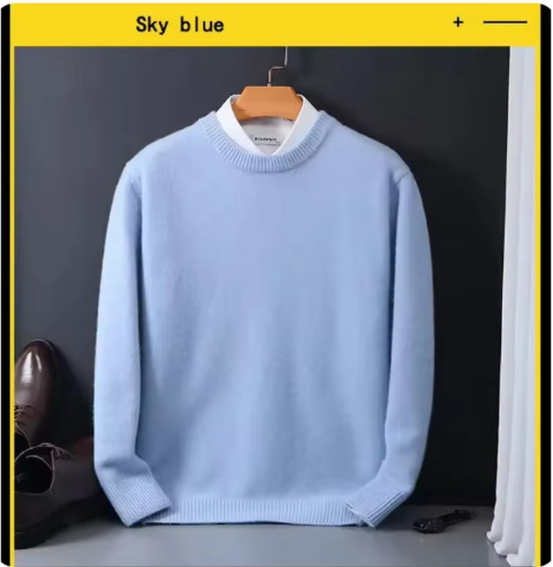 TrendAura Classic Cashmere O-Neck Navy Men's Sweater Knit Pullover for Soft Warmth and Refined Comfort