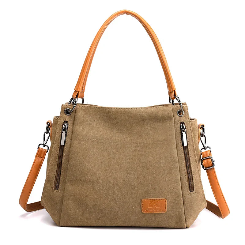 TrendAura Veyora Luxe Canvas Tote Bag - Premium Canvas Construction Spacious Interior Zipper Closure For Versatile Carry