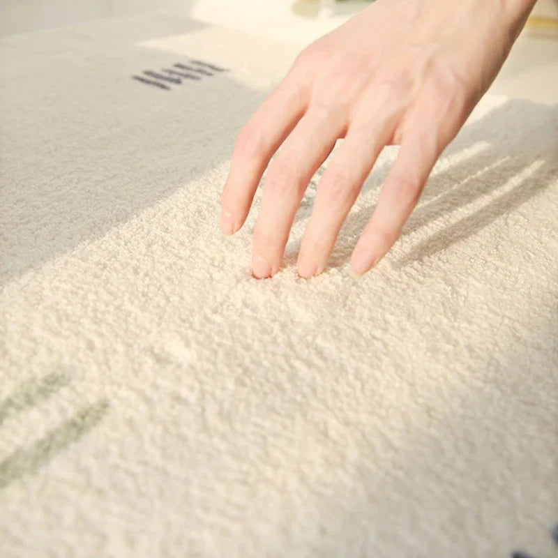 Fluffy Soft Cloakroom Rug Cream Style Living Room Decoration Line Carpet Large Area Rugs for Bedroom Home Thick Plush Floor Mat