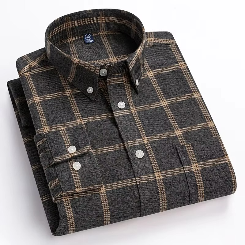 TrendAura Men's Plus Size Plaid Long Sleeve Shirt 7XL 100 Percent Cotton with Single Chest Pocket