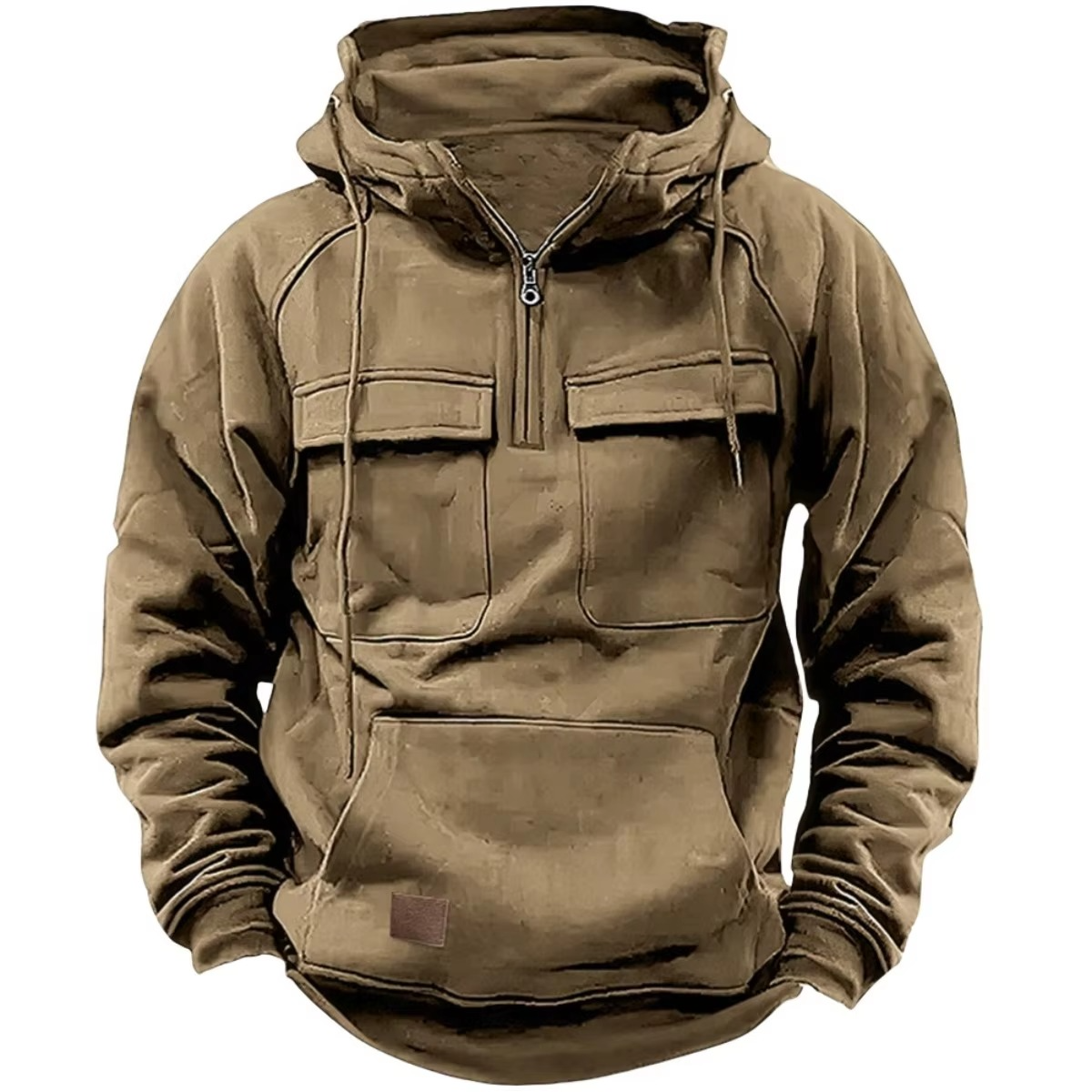 TrendAura Men's Thick Hooded Sweatshirt With Multiple Pockets For Outdoor Warmth And Everyday Wear