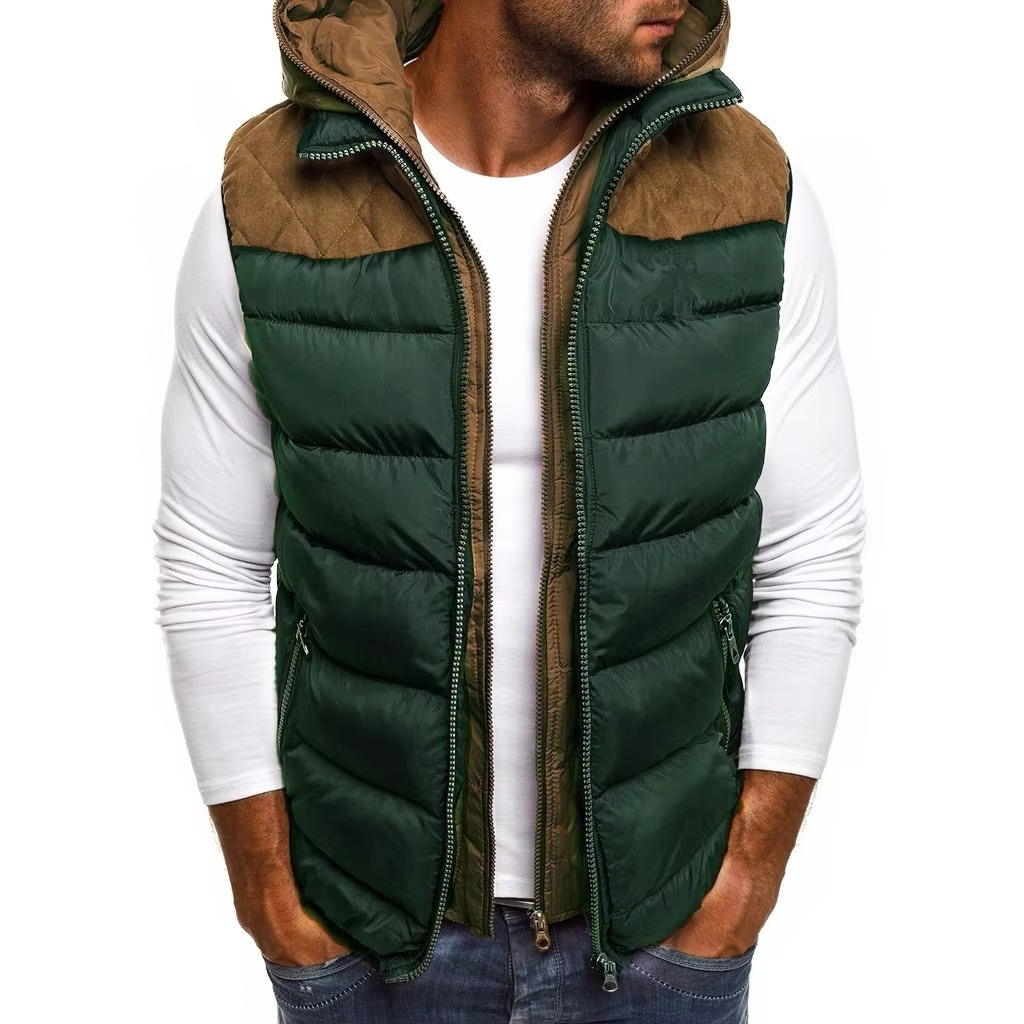 TrendAura Men's Hooded Winter Sleeveless Puffer Vest With Embroidery Warm Zip Up Quilted Jacket