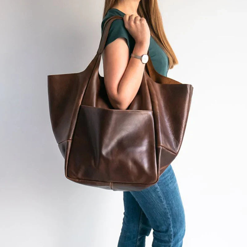 TrendAura Arlo Rove Carryall Tote Bag - Supremely Spacious Leather Tote With Deep Side Pockets