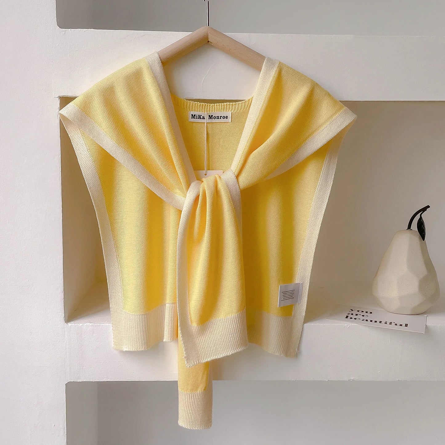 TrendAura Emma Striped Knit Shoulder Shawl - Lightweight Versatile Wrap for Spring and Autumn
