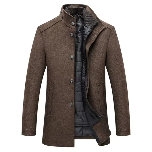 Men's Slim Adjustable Wool Blend Winter Vest Parka Coat For Business Style And Warmth