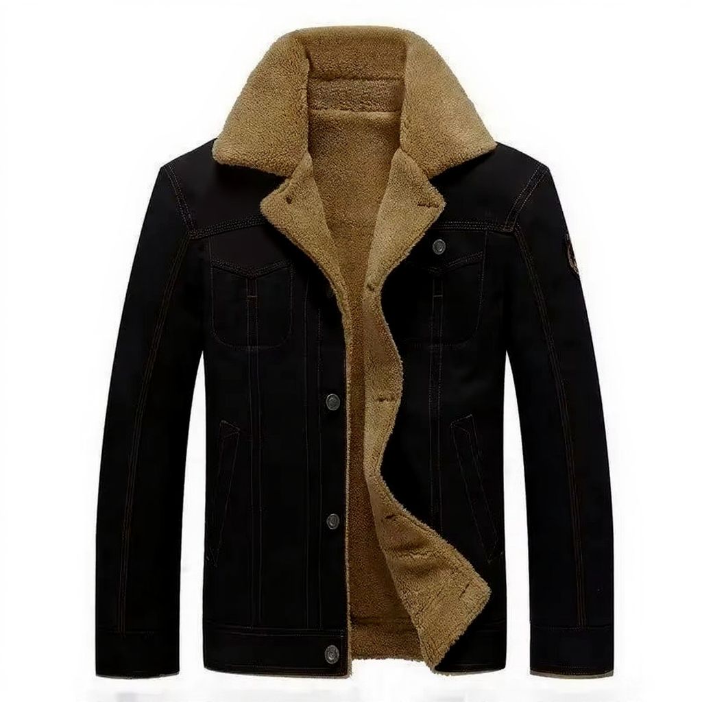 Men's Cotton Military Jacket With Shearling Lining For Autumn And Winter Parka Regular Fit Outdoor Coat