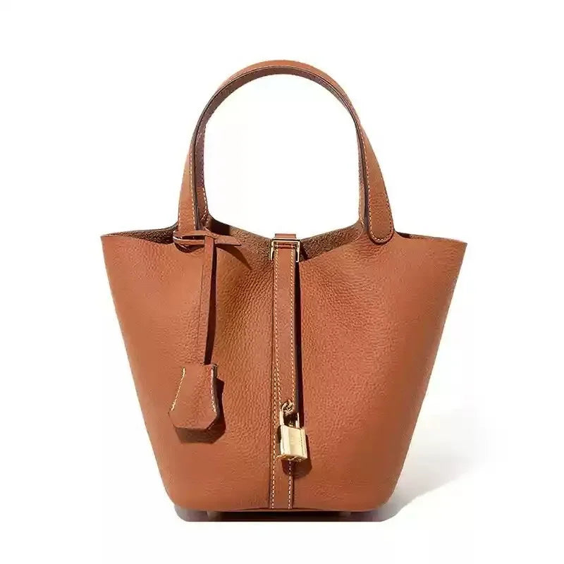 TrendAura Ann Leather Tote Bag - Timeless Structured Tote With Refined Grain Finish And Secure Strap Closure