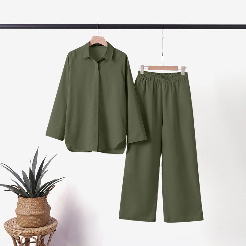 Mariah Set Womens Summer Two Piece Outfit Breathable Top High Waisted Loose Pants