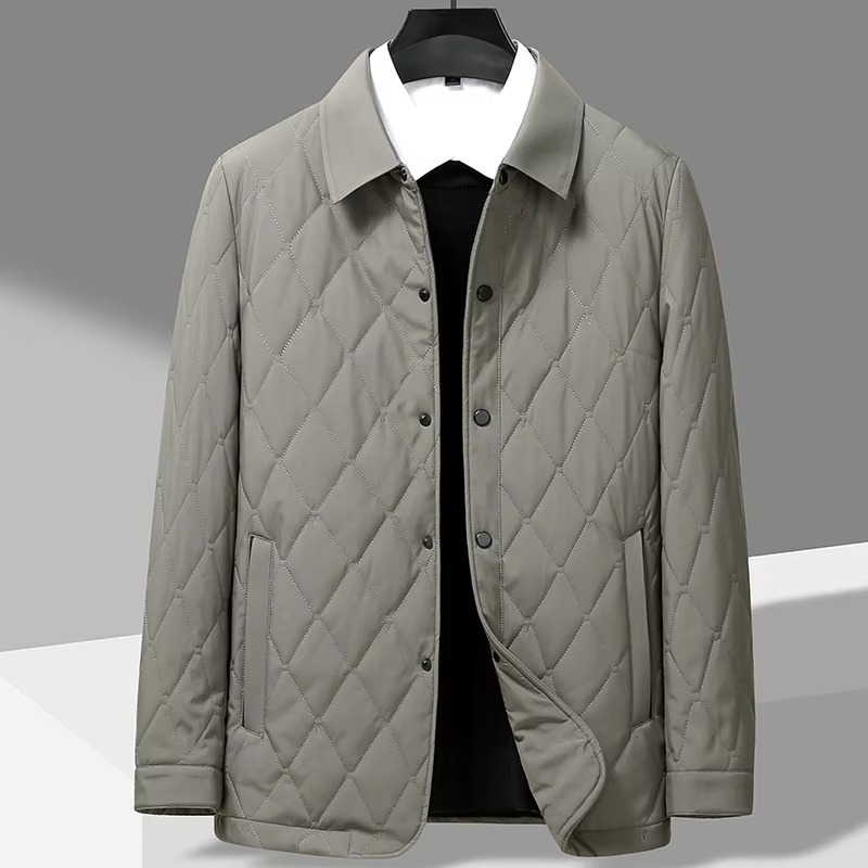 Mens Autumn Winter Mulberry Silk Cotton Quilted Jacket Warm Refined Business Ready Outerwear
