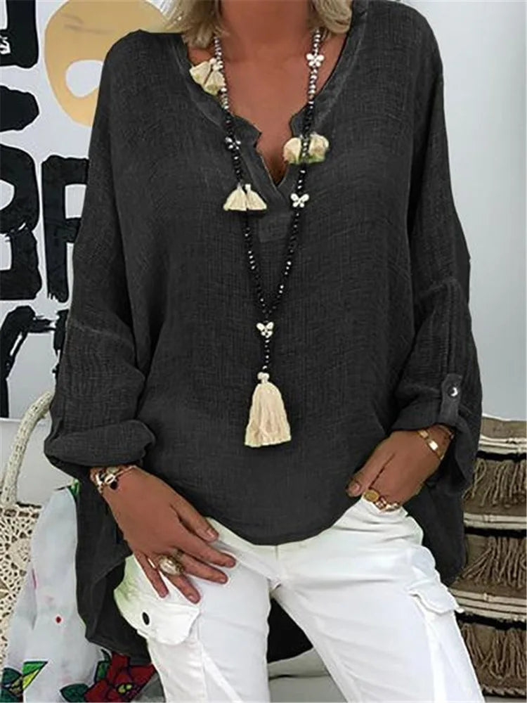 Women's Oversized Blouse with Lightweight Fabric and Relaxed Fit