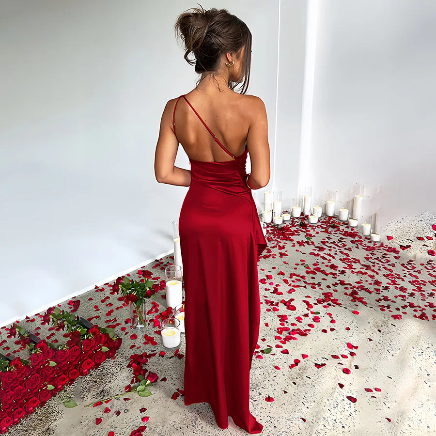 Lily - One Shoulder Satin Dress