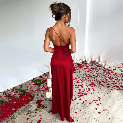 Lily - One Shoulder Satin Dress