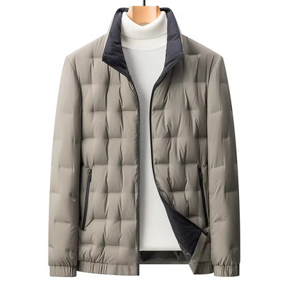Men's 2024 Solid Color Stand Collar Slim Fit Goose Down Jacket for Warmth and Modern Business Style