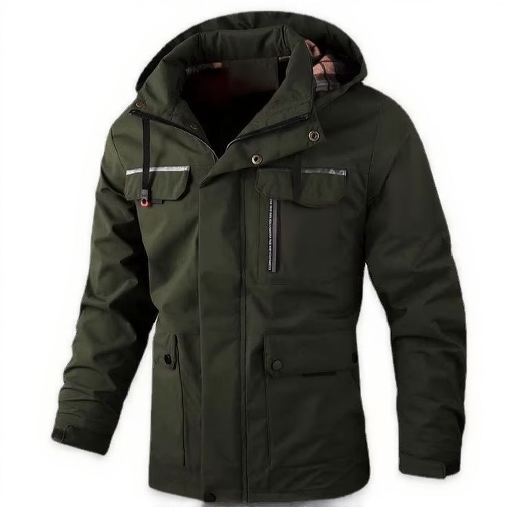 TrendAura Men's Waterproof Soft Shell Hooded Windbreaker Jacket With Warm Fleece Lining