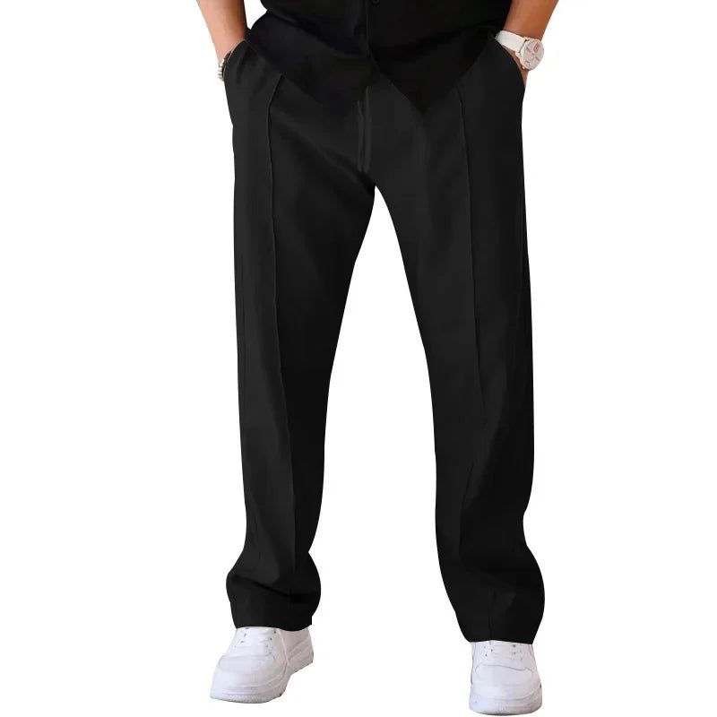Dylan Men's Loose-Fit Formal Trousers By TrendAura Navy Blue Dress Pants For Business Meetings And Formal Events