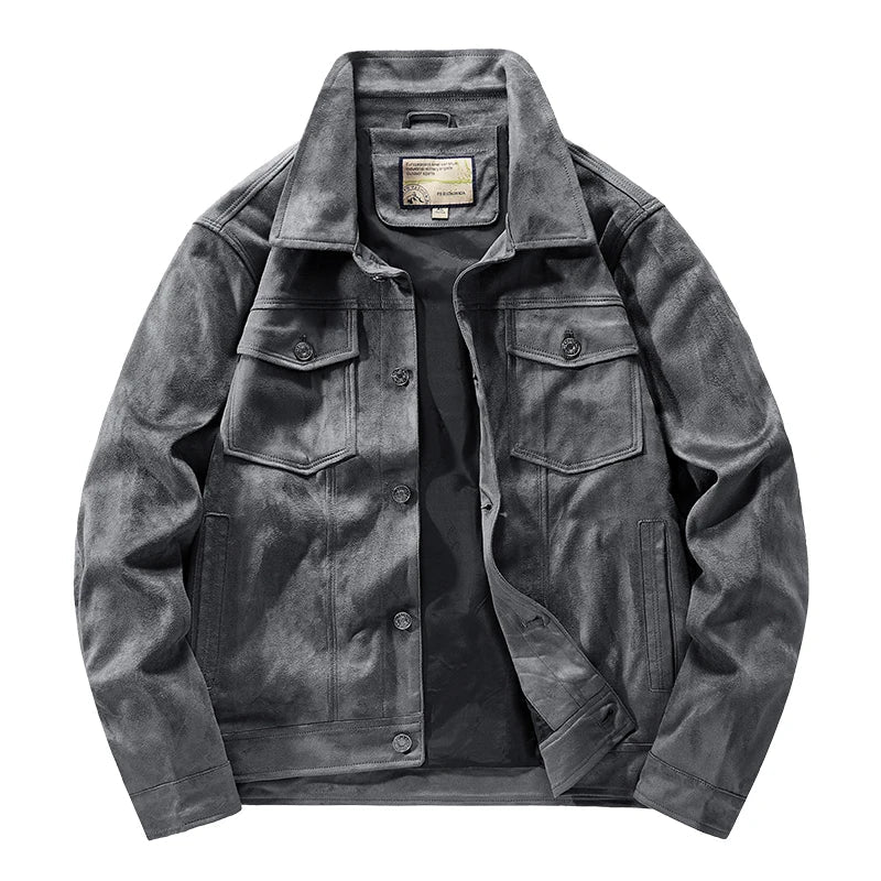 TrendAura Outlander Suede Jacket for Men Premium Rugged Style with Turn Down Collar and Chest Pockets