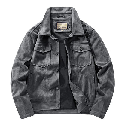 TrendAura Outlander Suede Jacket for Men Premium Rugged Style with Turn Down Collar and Chest Pockets